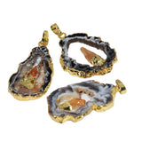 Geode Druzy Stone Pendant with Big Hole for DIY Accessories