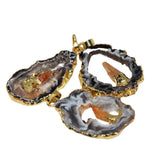 Geode Druzy Stone Pendant with Big Hole for DIY Accessories