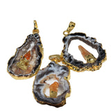 Geode Druzy Stone Pendant with Big Hole for DIY Accessories