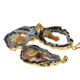 Geode Druzy Stone Pendant with Big Hole for DIY Accessories