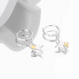 925 Sterling Silver Cross Star Hoop Earrings for Women