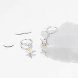 925 Sterling Silver Cross Star Hoop Earrings for Women