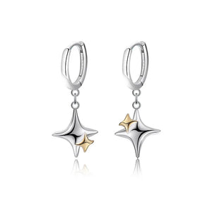 925 Sterling Silver Cross Star Hoop Earrings for Women