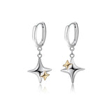 925 Sterling Silver Cross Star Hoop Earrings for Women