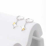 925 Sterling Silver Cross Star Hoop Earrings for Women