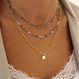 Boho Bead Chain Necklace Crystal Pendant Jewelry Gift