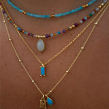 Boho Bead Chain Necklace Crystal Pendant Jewelry Gift