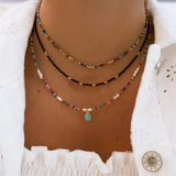 Boho Bead Chain Necklace Crystal Pendant Jewelry Gift