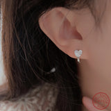 925 Silver Heart Zircon Women's Earrings