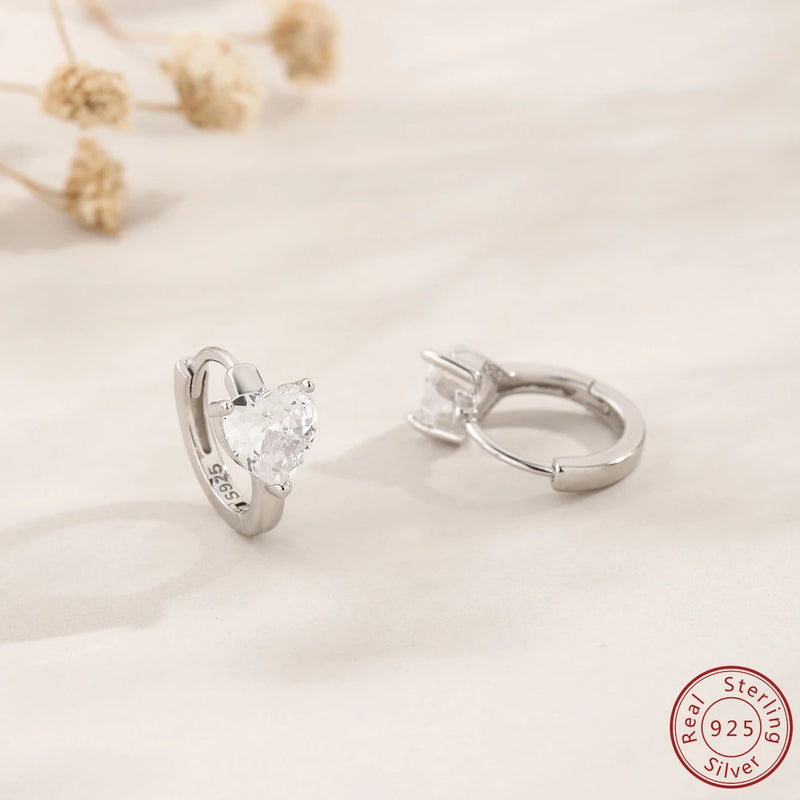 925 Silver Heart Zircon Women's Earrings