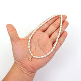 Initial Letter Pendant Necklace Women Rice Pearl Beaded Necklace