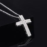 S925 Silver Full Diamond Cross Necklace Pendant