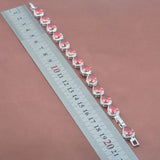 Red Stone Zircinia Water Drop Link Chain Bracelet
