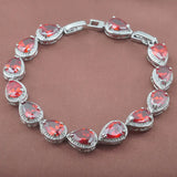 Red Stone Zircinia Water Drop Link Chain Bracelet