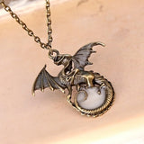Retro Luminous Fairy Dragon Luminous Pendant Necklace Magic Steampunk Gift