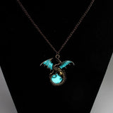 Retro Luminous Fairy Dragon Luminous Pendant Necklace Magic Steampunk Gift