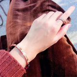 Roman Numerals Charm Bangle Rose Stainless Steel Jewelry