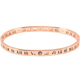 Roman Numerals Charm Bangle Rose Stainless Steel Jewelry