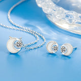 Rose Moon 925 Sterling Silver Jewelry Set Lady Birthday Present