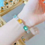 Multiolor CZ 925 Silver Bracelet Ladies Bangle Fine Jewelry Female Gift