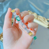 Multiolor CZ 925 Silver Bracelet Ladies Bangle Fine Jewelry Female Gift