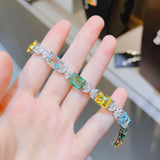 Multiolor CZ 925 Silver Bracelet Ladies Bangle Fine Jewelry Female Gift
