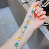 Multiolor CZ 925 Silver Bracelet Ladies Bangle Fine Jewelry Female Gift