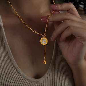 Stainless Steel Bear Necklace Women Shell Pendant Chain Gift