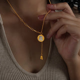 Stainless Steel Bear Necklace Women Shell Pendant Chain Gift