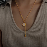 Stainless Steel Bear Necklace Women Shell Pendant Chain Gift