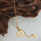 Stainless Steel Bear Necklace Women Shell Pendant Chain Gift