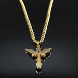 Stainless Steel Catholic Wings Jesus Pendant Necklace