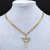 Stainless Steel Catholic Wings Jesus Pendant Necklace