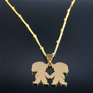 Stainless Steel Family Necklace for Women N550