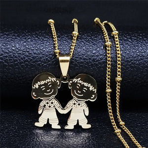 Stainless Steel Family Necklace for Women N550