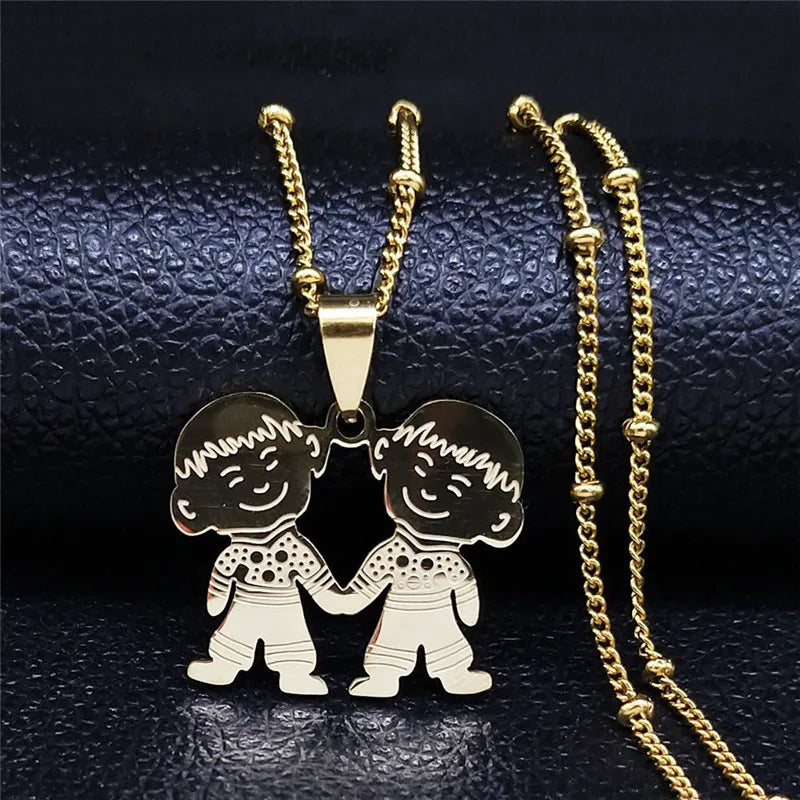 Stainless Steel Family Necklace for Women N550