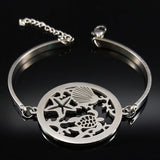 Starfish Crystal Stainless Steel Silver Bracelet B18236S07