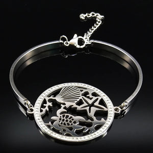Starfish Crystal Stainless Steel Silver Bracelet B18236S07