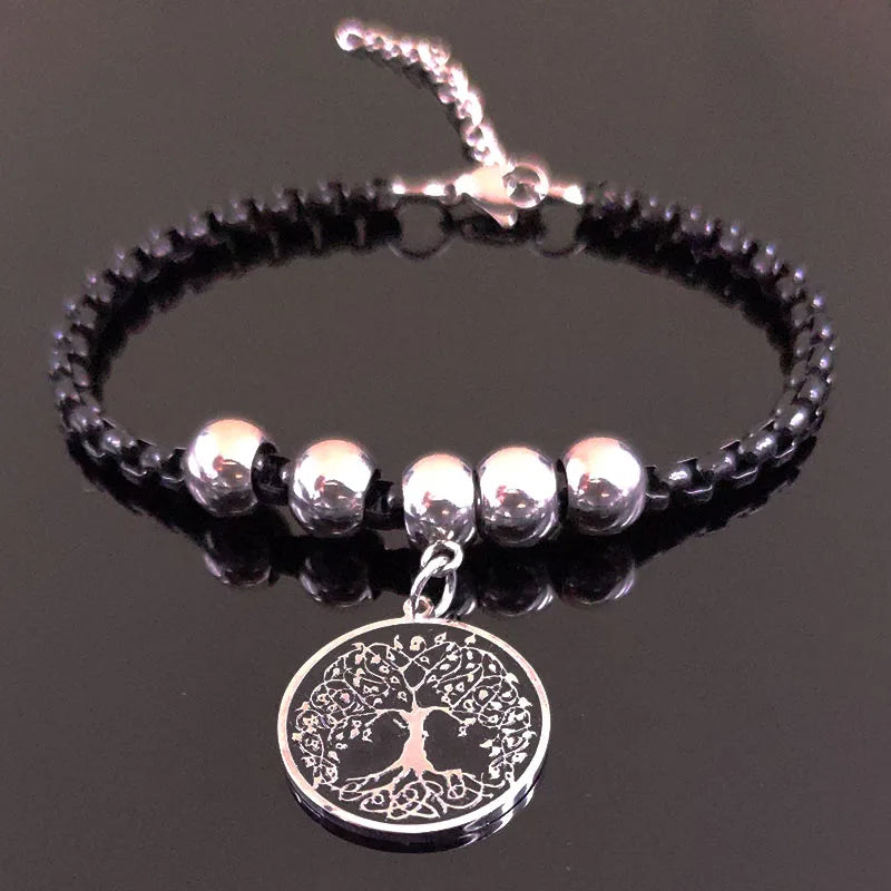Tree of Life Charm Bracelet Stainless Steel Women Jewelry