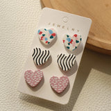 Vintage Leopard Dots Heart Acrylic Earrings Set