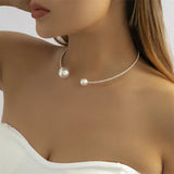 Personality Pearl Geometric Collar Necklace Small Classic