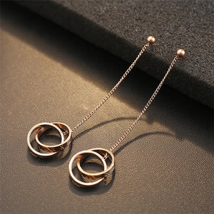 Crystal Tassel Earrings Hypoallergenic Titanium Steel