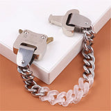Metal Lock Buckle Bracelets Acrylic Cuban Chain Accessory