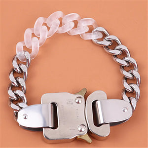 Metal Lock Buckle Bracelets Acrylic Cuban Chain Accessory