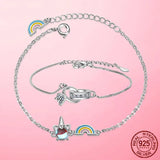 925 Silver Unicorn Chain Link Bracelet Infinite Lobster Clasp for Women