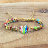 Heart Shape Stone Braided Friendship Wrap Bracelet