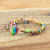 Heart Shape Stone Braided Friendship Wrap Bracelet