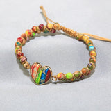 Heart Shape Stone Braided Friendship Wrap Bracelet