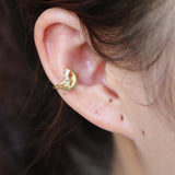 Silver Star & Moon Clip Cuff Earrings Crystal Jewelry