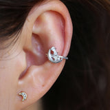Silver Star & Moon Clip Cuff Earrings Crystal Jewelry